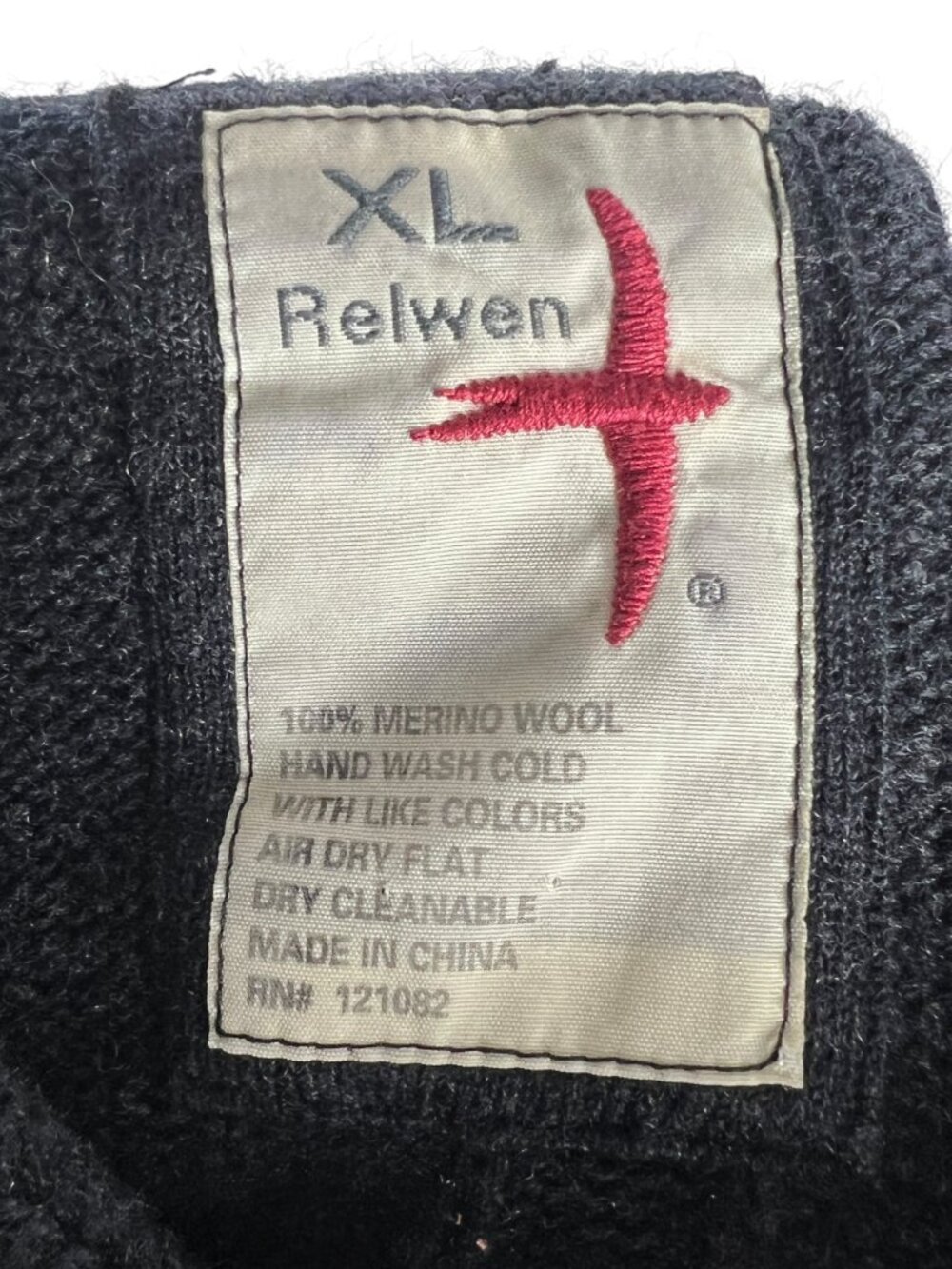 Relwen Rib Merino Shawl Sweater in Charcoal Gray 100% Merino Wool Ribbed Size XL - Picture 4 of 5
